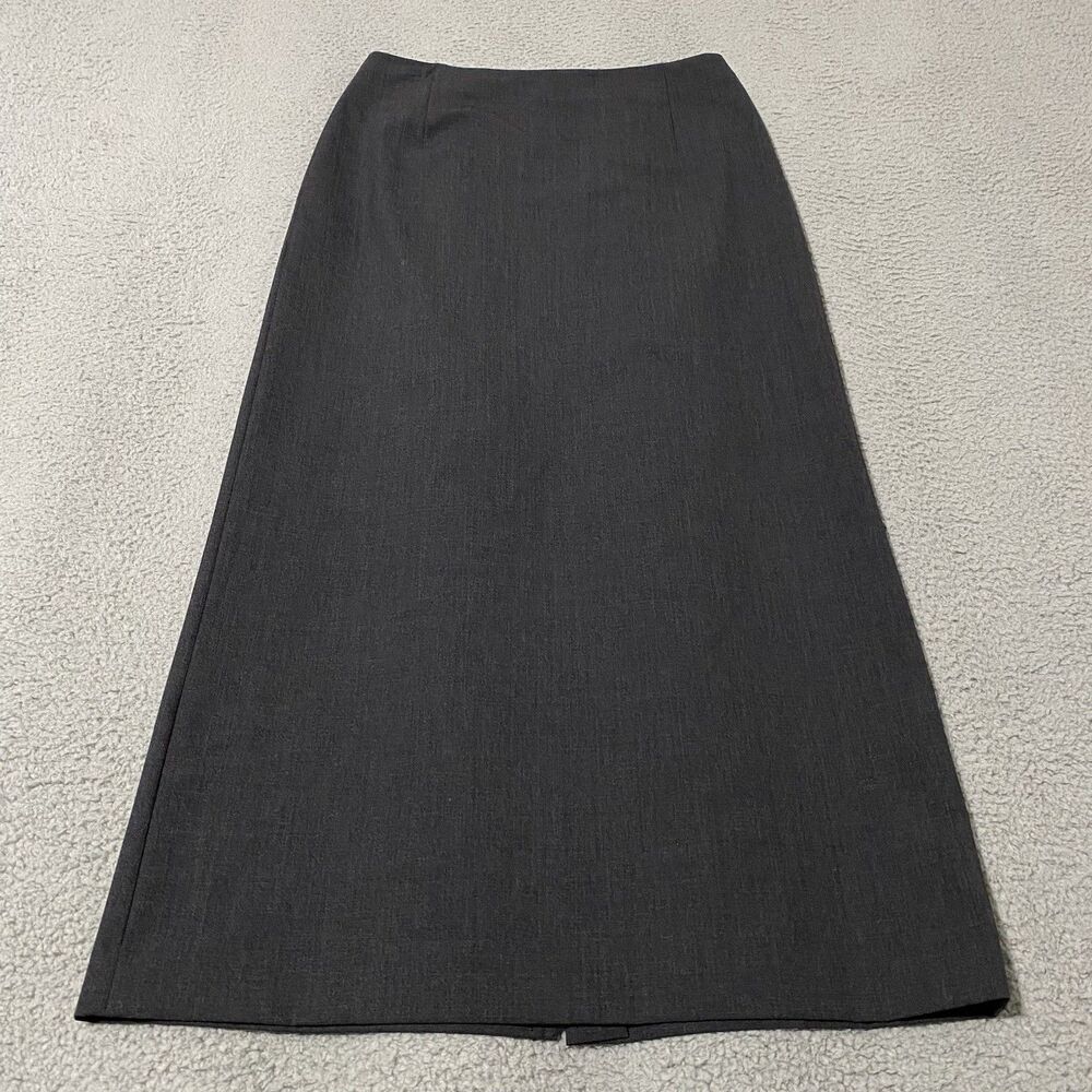 Vintage Eddie Bauer Maxi Skirt Womens 8 Gray Wool Blend Slit Academia Minimalist